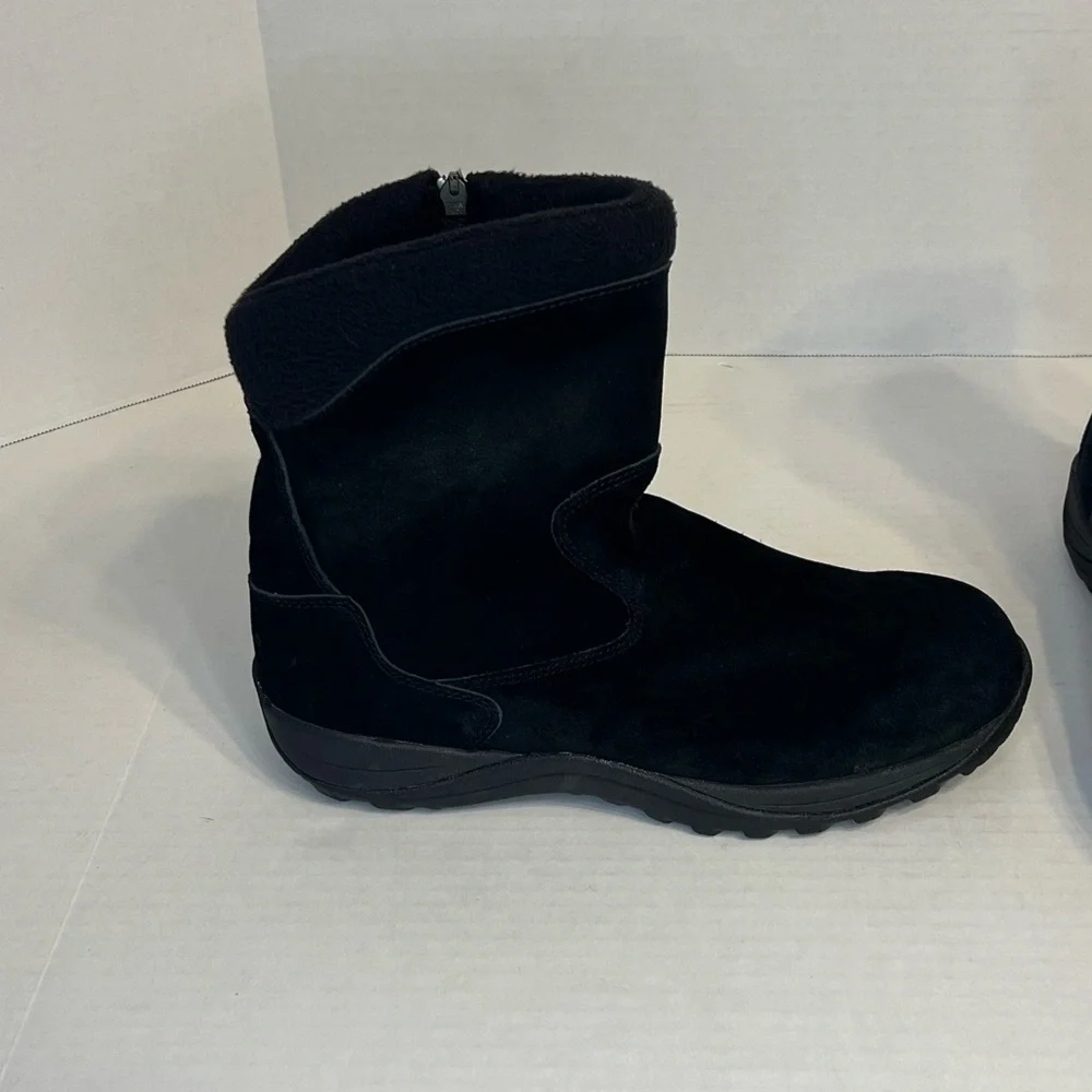 L.L. Bean Womens Suede Side‎ Zip Round Toe Mid Calf Black Winter Boots Sz 11